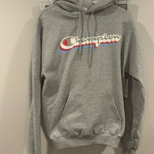 Men’s Champion Hooded Sweatshirt, size small, grey, NWT